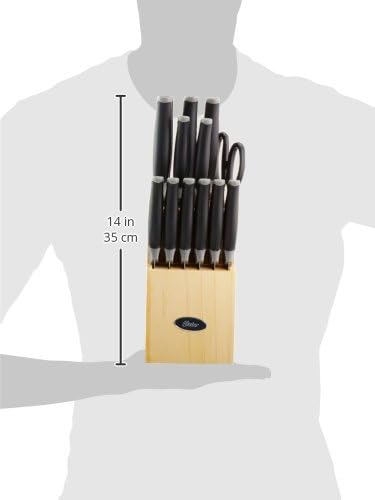 Oster Lindbergh 14 Piece Stainless Steel Cutlery Kitchen Knife Block Set, Black - Cuchillos Para Cocina