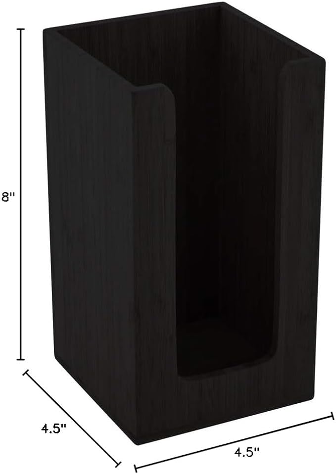 Restaurantware-4.5 x 8 Inch Coffee Cup Dispenser, 1 Countertop Cup Lid Organizer - Holds Cups/Lids/Napkins Up To 3.75 Inch in Diameter, Black Bamboo Cocktail Napkin Holder, For Bars or Offices