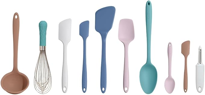 GIR: Get It Right 10-Piece Silicone Ultimate Kitchen Utensil Set – Spatulas, Ladle, Flip, Spoons, Whisk, Peeler & Spoonula – Nonstick, Non-Toxic, Heat-Resistant – Danish