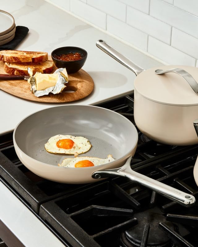 Caraway Nonstick Ceramic Mini Fry Pan (1.05 qt, 8") - Non Toxic, PTFE & PFOA Free - Oven Safe & Compatible with All Stovetops (Gas, Electric & Induction) - Cream
