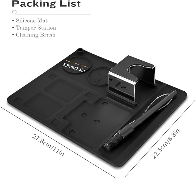Espresso Tamping Mat Compatible-for Eureka-Mignon - CAFEMASY Espresso Tamping Station Coffee Grinder Base Mat Kit Silicone Tamper Mat for Countertops with Cleaning Brush Accessories Tools
