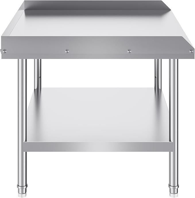 VEVOR Stainless Steel Work Table, 30 x 36 x 26 Inch Commercial Food Prep Worktable, 3-Sided Backsplash Heavy Duty Prep Worktable, Metal Work Table with Adjustable Height for Restaurant Home Hotel