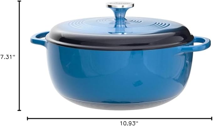Lodge Essential Enamel Cast Iron Dutch Oven - Perfect for Bread Baking, Braising, Marinating & Slow Cooking - Features Moisture-Sealing Lid & Dual Handles - Kitchen Essentials - 6 Quarts - Caribbean Blue