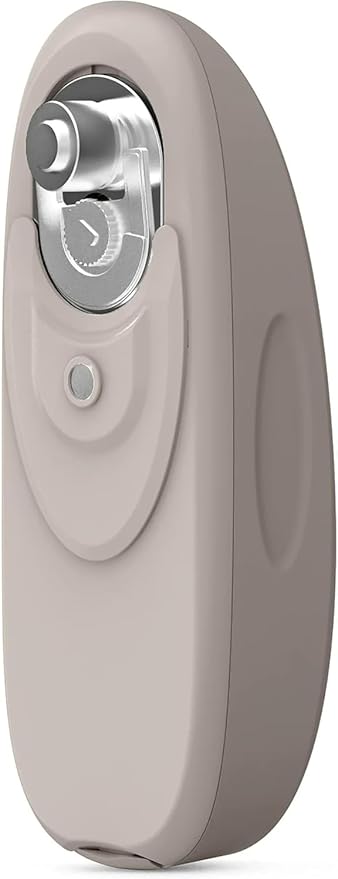Beautiful Automatic Battery Powered Electric Can Opener- Hands Free Smooth Edge for Seniors with Arthritis - One Touch Auto Can Opener with Magnetic Lid Lift (Porcini-Taupe)