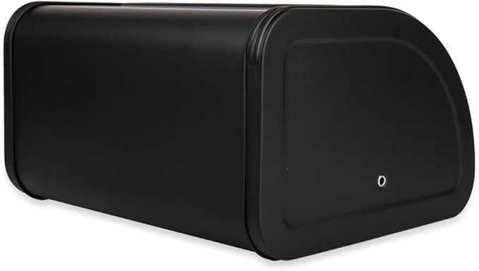 Home by Jackie Inc X458 Black Metal Bread Box/Bin/kitchen Storage Containers with Roll Top Lid (Black)
