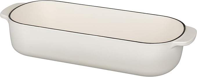 Enameled Cast Iron Loaf Pan with Lid, Bread pan, Dutch Oven Bread pan for Homemade Sourdough Bread Baking, 12.5x5.5 inch, 5qt, White