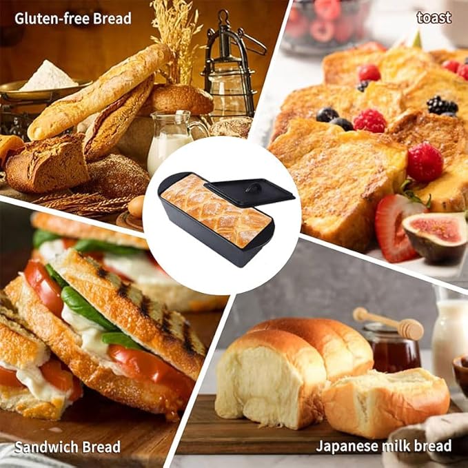 Cast Iron Bread Pan with Lid - 2LB Capacity (13x5 Inch) Large Pullman Loaf Pan for Homemade Bread - Non-Stick,Dual Handle, Pre-Seasoned, Rust-Resistant (Black-Cast Iron)
