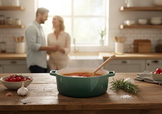 Cuisinart Chef's Classic Enameled Cast Iron Round Covered Casserole (Seafoam Green, 7- Quart)
