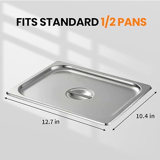 Aplancee Hotel Pan Lids 6 Pack– Fits 1/2 Size Stainless Steel Steam Table Pans, Anti-Jam Food Pan Cover for Catering, Buffet Use, Kitchen Prep