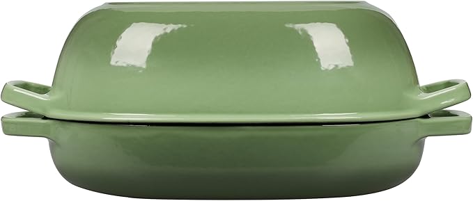 Enameled Cast Iron Oval Dutch Oven Pot with Lid, Dutch Oven for Sourdough Bread Baking, Oval Bread Pan, Bread Oven, Bread Dutch Oven, 7qt, Pistachio Green