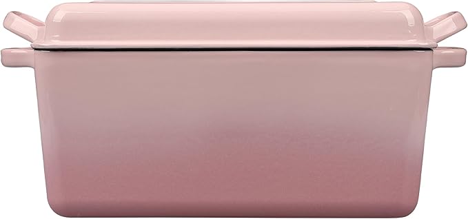 Enameled Cast Iron Dutch Oven, Oblong Bread Oven for Sourdough Bread Baking, Baking Pan, Dual Handles, Oven Safe, 4 Quart, Pink