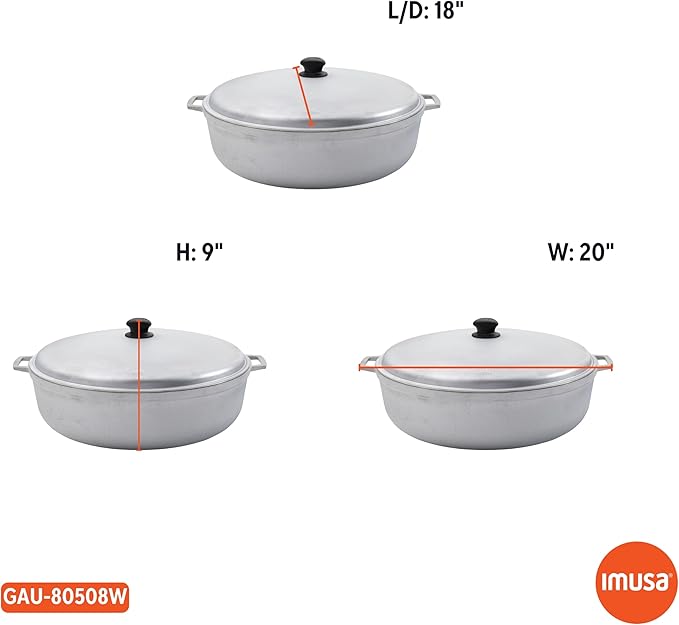 IMUSA GAU-80508 Jumbo Traditional Natural Caldero for Cooking and Serving, 18 Quart, Silver