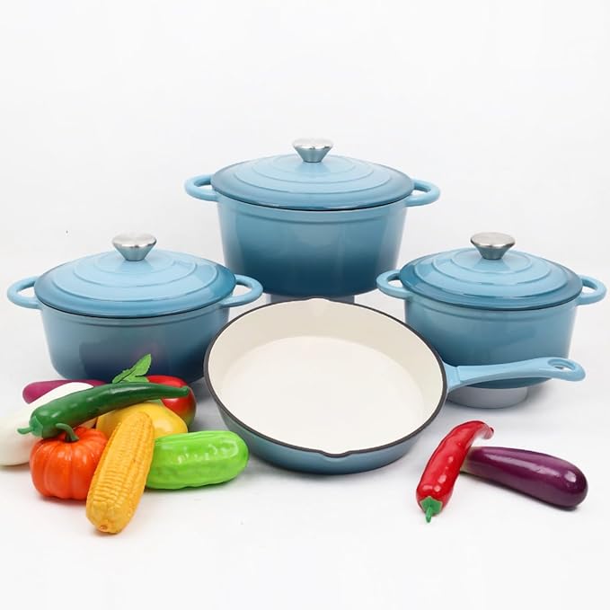 Enameled Saucepan with Lid, Non Stick Cast Iron Sauce Pan, Dutch Oven Pot (Peacock Blue, 2 Quarts)