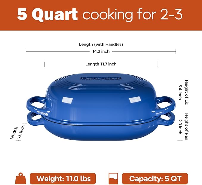Enameled Cast Iron Dutch Oven for Bread Baking - incl. Sourdough Bread-Baking Supplies like Banneton Bread-Proofing Basket - 5QT Loaf Cast Iron Bread Oven Pan with Lid Meatloaf Pan with Lid, Sour Sough Tools, Lame(Blue)