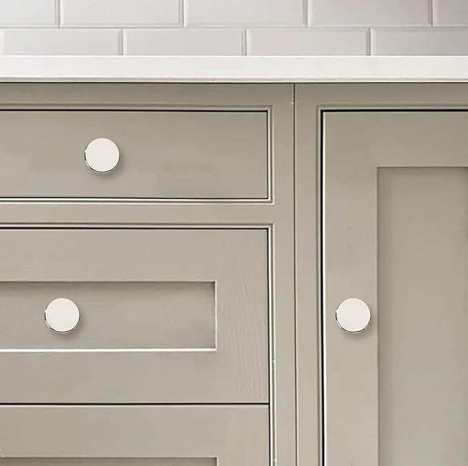 khtumeware 2 Pack Polished Nickel Cabinet Knobs Solid Heavy-Duty Bifold Closet Door Knobs Cabinet Hardware Handle for cabinets Dressers Pull for Bathroom Kitchens