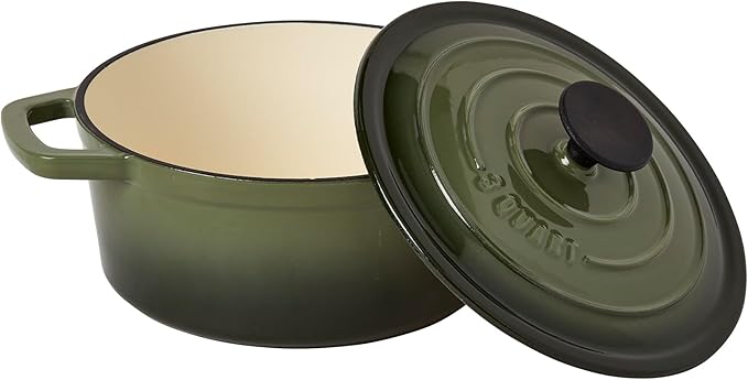 Smith & Clark 3-Quart Enameled Cast Iron Dutch Oven Pot with Lid, Green