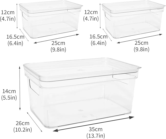 Baking Supplies Storage Containers 3Pc,Baking Kits with Handles&Lid for Adult,Stackable Bakeware Organizer Storage Bins,BPA Free Baking Accessories,Kitchen,Pantry Storage and Organization Box
