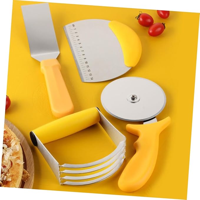 5pcs Stainless Steel Baking Tool Set with Dough Cutter and Silicone Rolling Mat Precision Measuring Scale for Pizza Pastries and More
