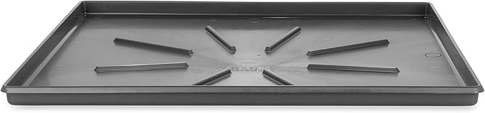 Camco Low Profile Washing Machine Drain Pan with PVC Fitting - 29 inch x 33 inch ID and 30.5 inch x 34.5 inch OD - Protects Your Floors from Washing Machine Leaks - Easy to Use - Graphite - 20784