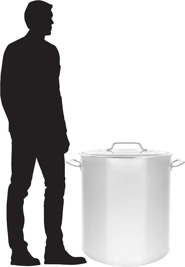CONCORD Stainless Steel Stock Pot w/Steamer Basket. Cookware great for boiling and steaming (160 Quart)
