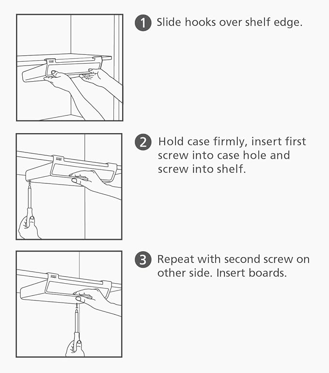 Joseph Joseph Folio Slim 3-piece Under-shelf Kitchen Cutting Board Set, Cupboard storage, fits shelves up to 0.8" thick, Regular (12.5" wide)