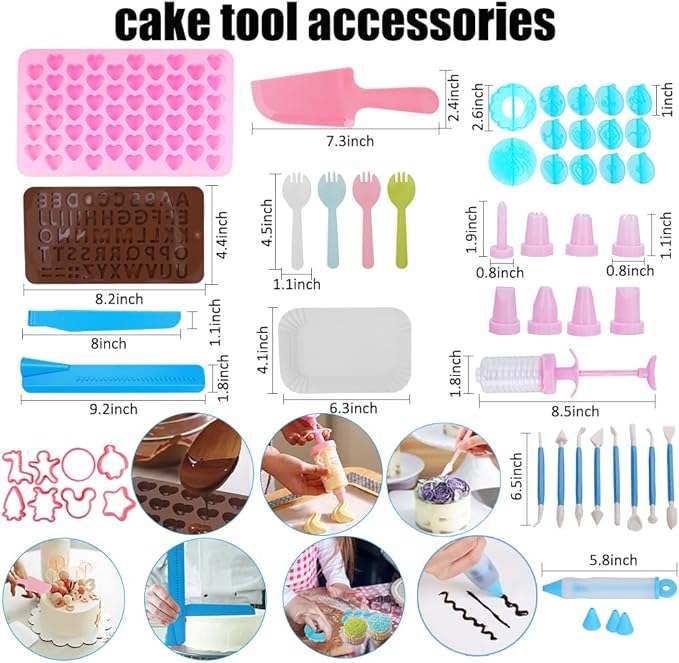 ake Decorating Kit, 672 Pcs Cake Decorating Supplies With Cake Carrier Holder Springform Pan Sets 3-Layer Toolbox Organizer Icing Piping Nozzles Cake Rotating Turntabl Baking Supplies Set Tools