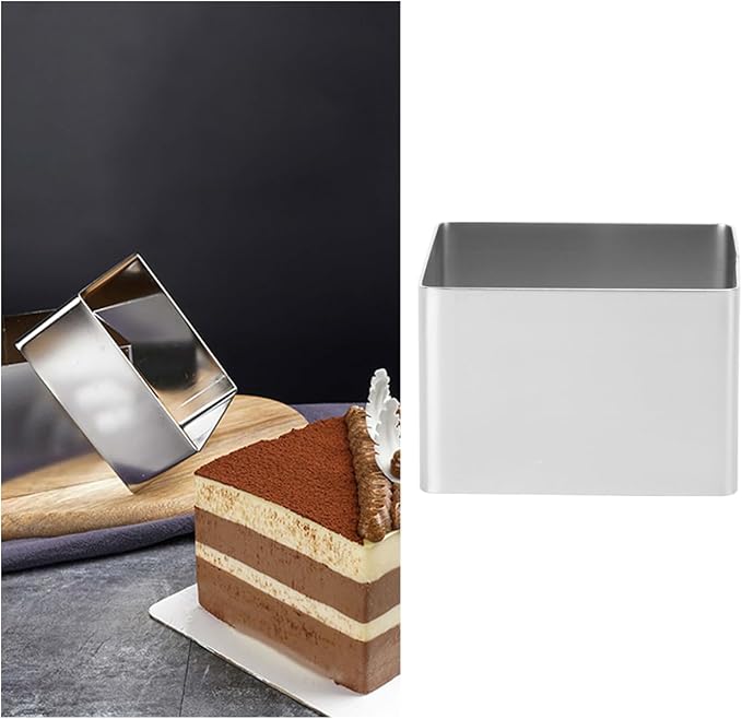UPKOCH 4 Inch Square Stainless Steel Cake Ring Mold for Mousse Tiramisu Cheesecake Small Square Baking Tool Dishwasher Safe for Home Kitchen Desserts