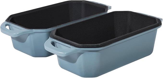 Bread Pan Cast Iron Loaf Pan with Lid Bread Loaf Pan 8.5x4.5 Inch Loaf Pan Enameled Cast Iron Sourdough Loaf Pan, LightBlue
