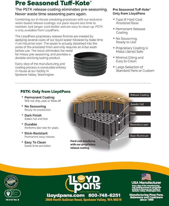 Lloyd Pans Sicilian Style Pizza Pan 12 Inch by 12 Inch by 1.5 Inch - PSTK