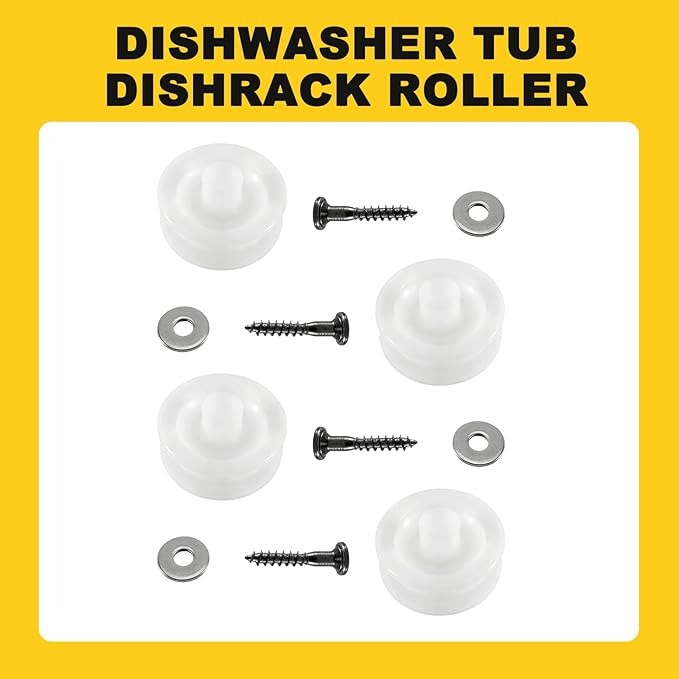 5304507405 Dishwasher Tub Dishrack Roller Fit for Frigidaire Kenmore Replace 154333903 154333902 5300809917 154333901 154213401 154080001, Dishwasher Top Rack Rollers 4 Pcs