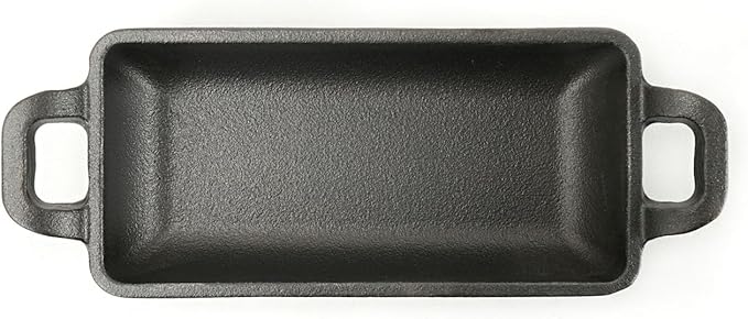HAWOK Cast Iron Rectangle Mini Server, 7.76”Lx2.95”W x1.26”H, Serving Dish Pans, with Wooden Underliner, Set of 4 Black