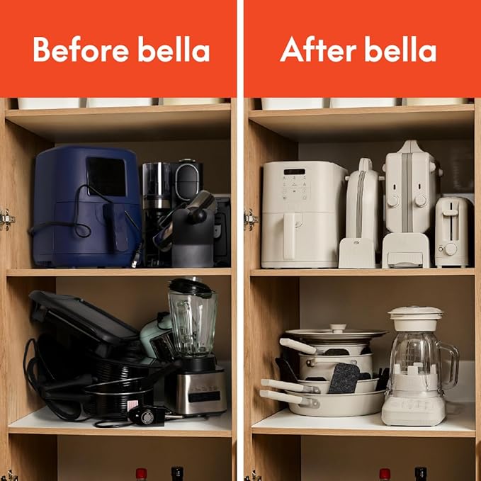 bella 9 Piece Ceramic Nonstick Cookware Set, Fits-anywhere™ Kitchenware w EverGood™ Coating, Dishwasher & Oven Safe, All Stovetops Compatible, Stackable Design, Cool Touch Handles, Surf
