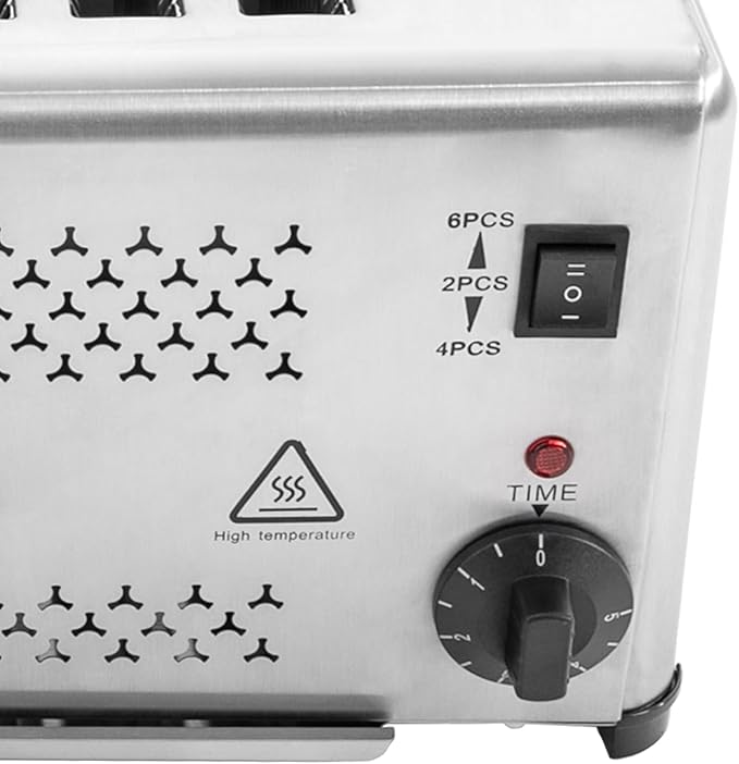 Electric 6 Slice Toaster, Stainless Steel Bread Baking Machine Commercial Toaster with Crumb Tray and Adjustable Timer Bread Making Tool for Home Kitchen Restaurant Bakery (3 Modes/1650W)