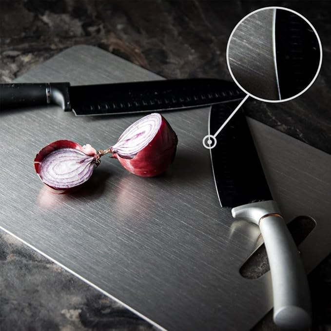 Titanium Cutting Board - New Upgrade 100% Pure Titanium Cutting Boards for Kitchen Double Sided Non Toxic Titanware Cutting Board,Hygiene Durable Dishwasher Safe Chopping Board (12"L x 9"W)
