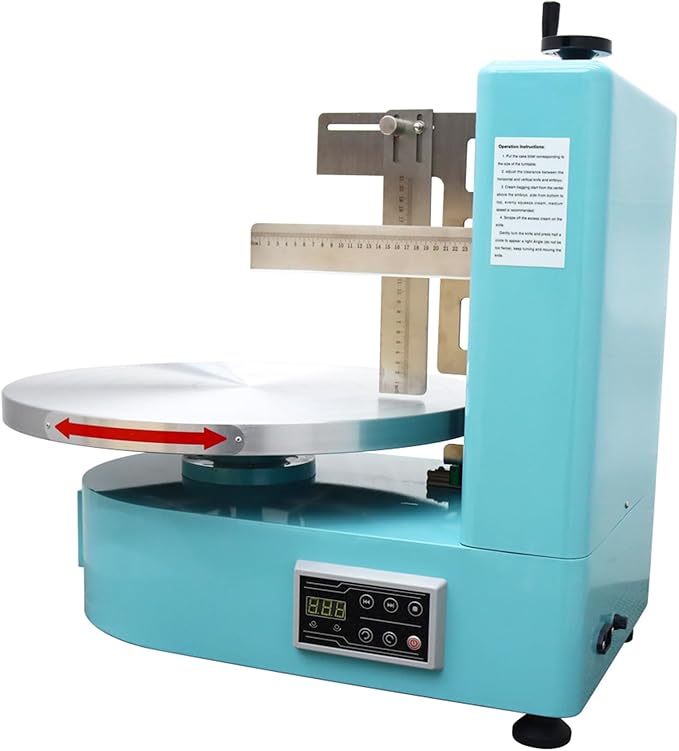 INTSUPERMAI Cake Cream Spreading Coating Smearing Machine Cake Decorating Machines Baking Tools Birthday Cake Cream Spreading Machine 110V Suitable for 4-16 inch Cake Green Color Triangle Bottom