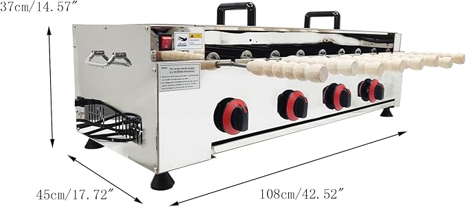 220V LP Gas Chimney Cake Baking Machine Stainless Dtee Commercial 8 pcs Molds Roller Ice Cream Cone Oven Chimney Bread Roll Maker For Restaurant Home 50W