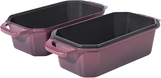 Bread Pan Cast Iron Loaf Pan with Lid Bread Loaf Pan 8.5x4.5 Inch Loaf Pan Enameled Cast Iron Sourdough Loaf Pan, Magenta