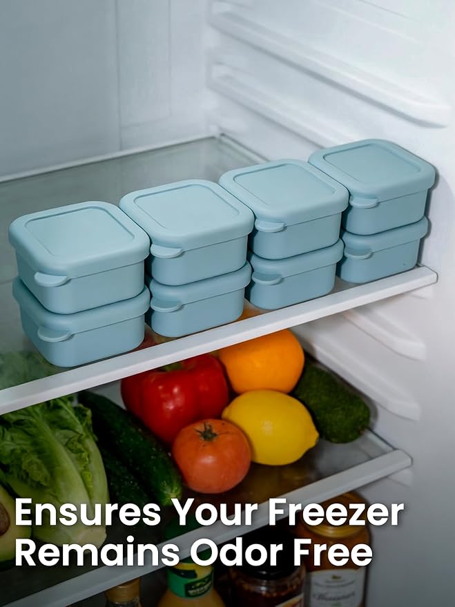 8PCS 1/2 Cup Silicone Freezer Molds with Lid, Silicone Freezer Trays for Meal Prep, Small Portion Containers for Soup, Sauces, Stews, Snack (Slate Gray)