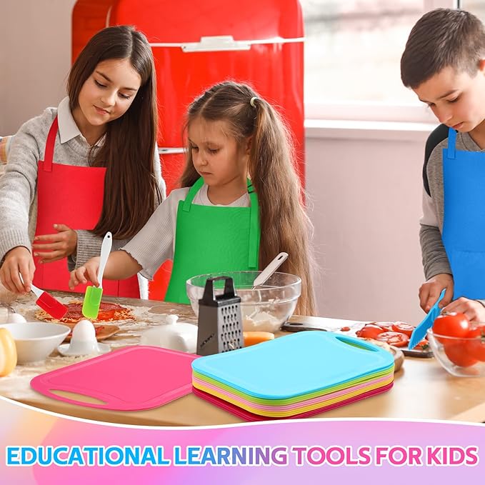 90 Pcs Kids Cooking Set Bulk for Real Food Making Kitchen Baking Tools Supply Fruit Knife Cutting Board Adjustable Children Aprons Egg Beater Spatula Rolling Pin Birthday Christmas Utensils Gift