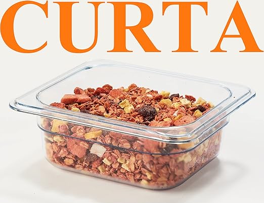 CURTA 6-Pack 1/6 Size 2.5" Deep NSF Polycarbonate Food Pans | Dishwasher & Freezer Safe Clear Container for Prep Tables, Buffet, Salad Bar, Commercial & Home Kitchen