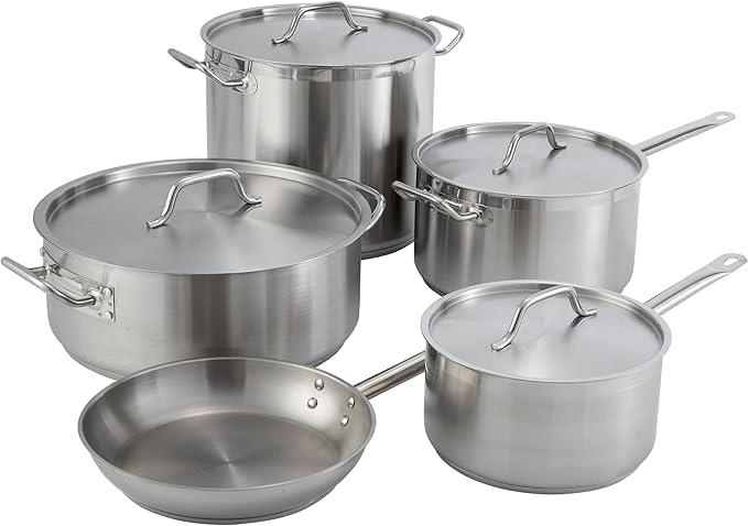 Winco Commercial-Grade Stainless Steel Brazier with Lid, 30 Quart