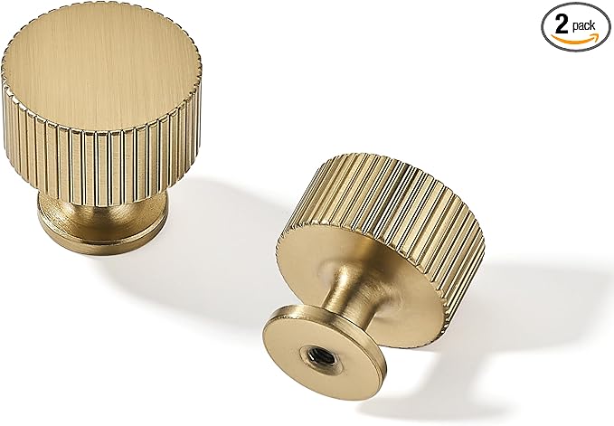 khtumeware Large Knob 2-Pack,Brushed Brass Large Knob Cabinet Pulls, Kitchen Drawer Handles, for Dresser cabinets, cabinets, Door cabinets, Hardware