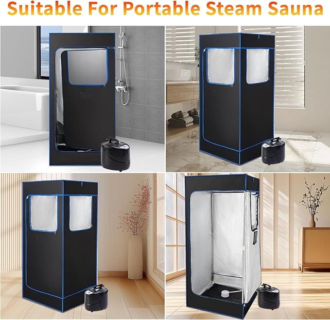 3L Sauna Steamer Machine for Home Sauna Tent, 1200W Fast Heating Steam Generator with Remote, Stainless Steel Pot Replacement for Personal Spa, Portable Body Detox (Black)