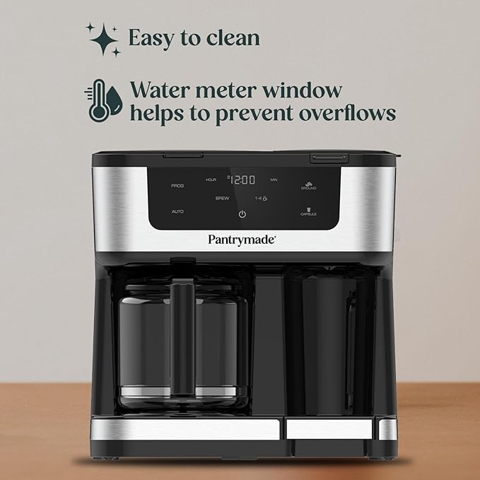 Dual Brew Coffee Maker | 12 Cup Glass Carafe & Single Serve K-Cup Combo | Programmable Touchscreen Coffee Machine for Ground Coffee or Pods | Auto Shut-Off, Black