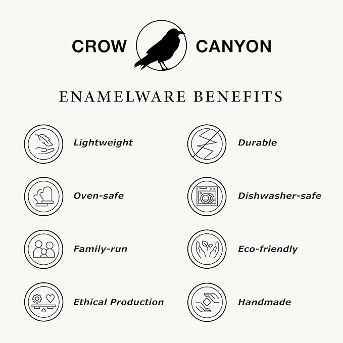 Crow Canyon Home Enamelware Salad Bowl, 5 quart, Vintage White/Black