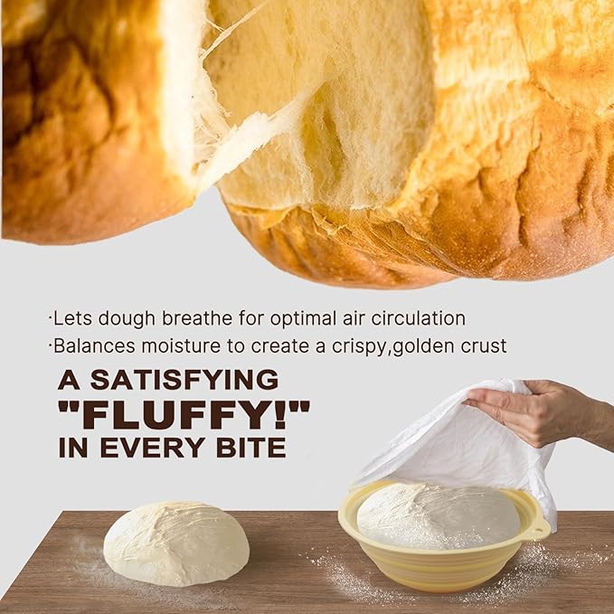 Silicone Proofing Basket Set Round & Oval - D'ita Collapsible Bread Banneton with Tools (Non-Stick, Easy Clean) Complete Baking Gift Kit Bread Proofing for Home Bakers