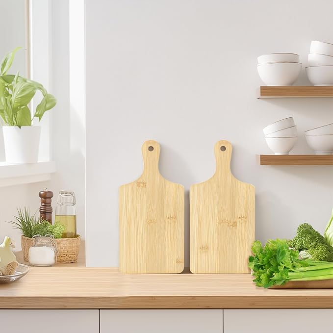 50 PCS Cutting Board Bulk Wood Chopping Board Laser Engraving Serving Board with Handle Charcuterie Boards for Customized Mother's Day Housewarming Gift 11" x 5" Bamboo