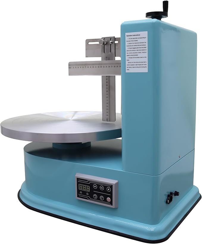 INTSUPERMAI Cake Cream Spreading Coating Smearing Machine Cake Decorating Machines Baking Tools Birthday Cake Cream Spreading Machine 110V for 4-16 inch Cake Green Color