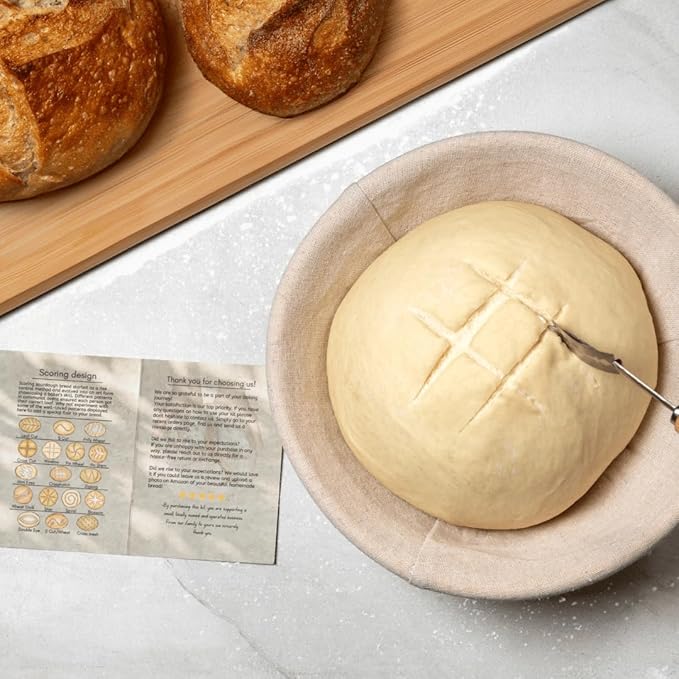 Sourdough Bread Making Kit - For Beginner Bakers Or Anyone Upgrading Tools & Supplies. Homemade Artisan Baking Gift Set Includes Banneton Proofing Baskets & Quick Start Guide, Flour & Stone