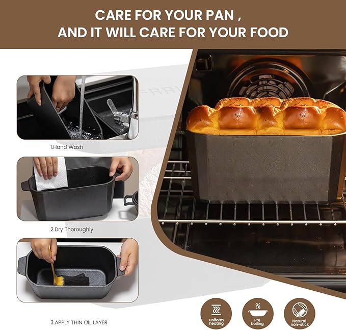 Cast Iron Bread Loaf Pan with Lid,Bread Baking Pan,Cast Iron Dutch Oven for Sourdough,10 x 5 Inch Pre-seasoned Even Heat Distribution Baking Pan for Homemade Bread